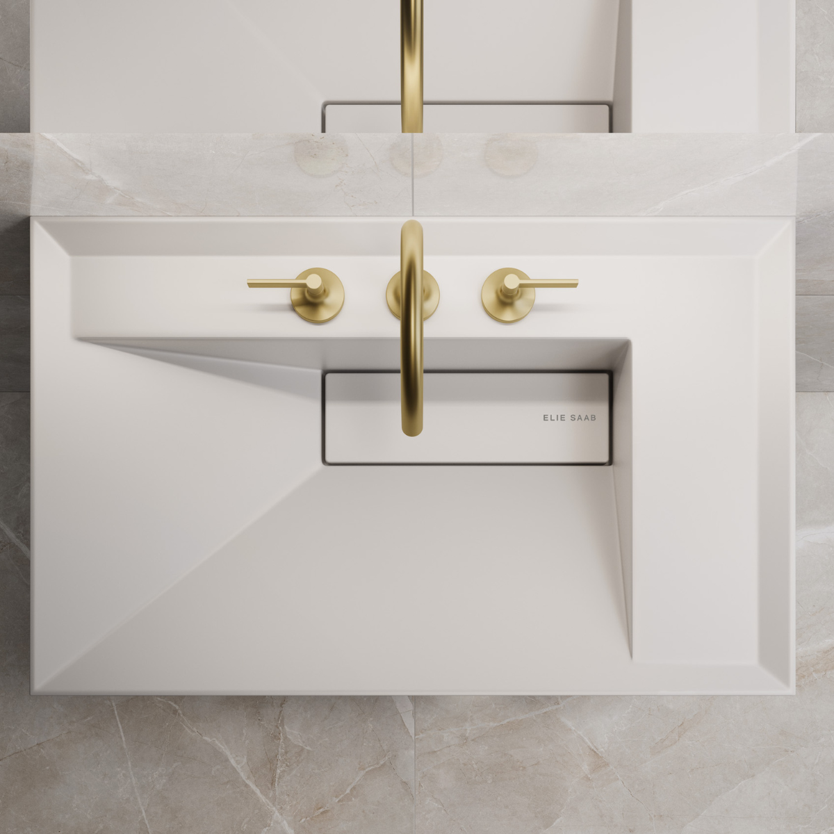 ELIE SAAB 3 Hole Mixer Mounted On Matt White Washbasin