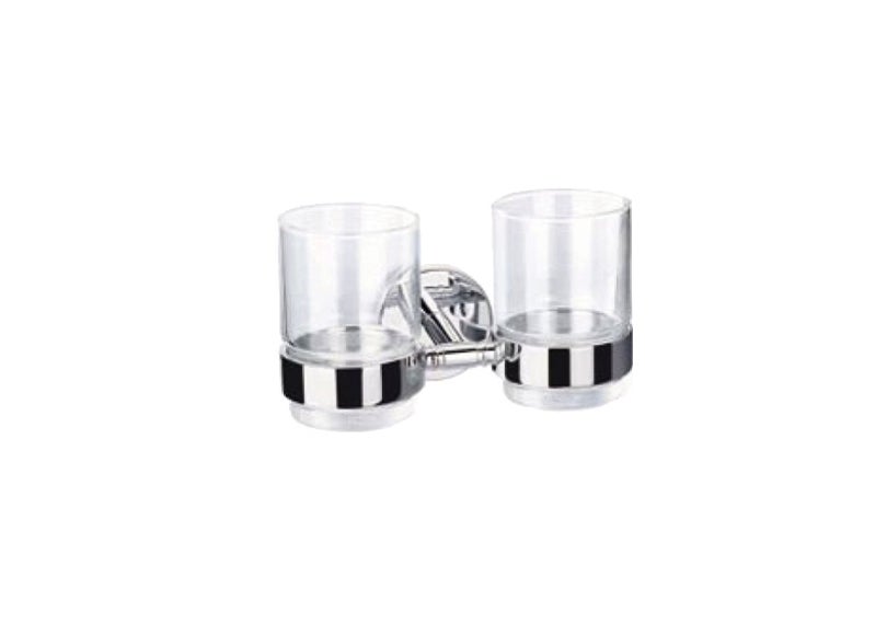 CALIBER brass double tumbler holder with two glasses